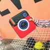 Camera-Shaped PU Mini Crossbody Bag with Rainbow Details Red color SKU reference