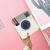 Camera-Shaped PU Mini Crossbody Bag with Rainbow Details Dark khaki color SKU reference