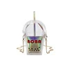 Clear Drink-Cup-Shaped Crossbody Bag with Straw Detail Gold color SKU reference