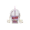 Clear Drink-Cup-Shaped Crossbody Bag with Straw Detail Pink color SKU reference