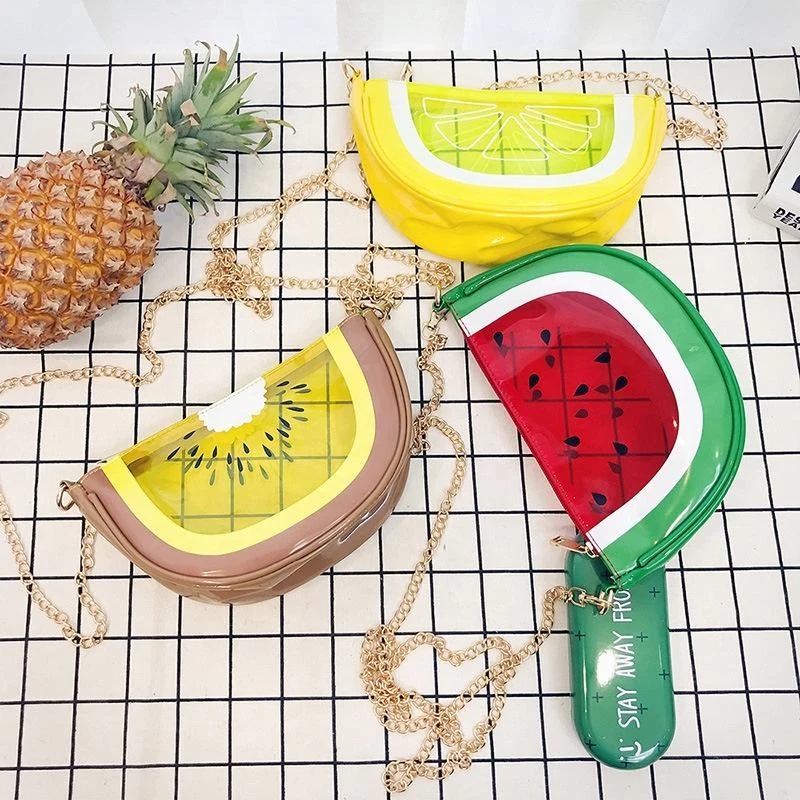 Kiwi and Lemon Slice Transparent PVC Mini Crossbody Bag product reference image
