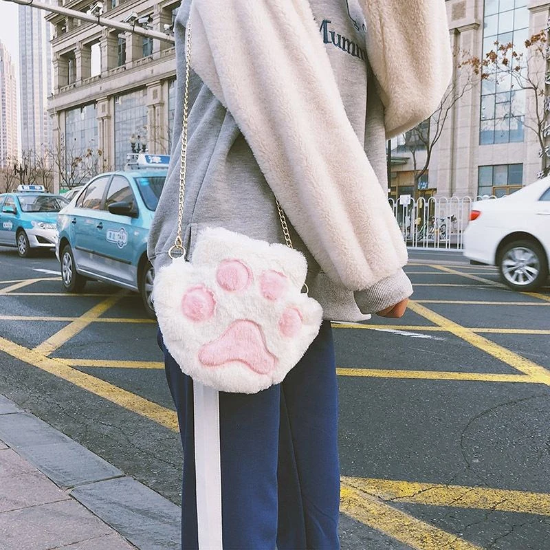 Plush Bear and Cat Paw-Shaped Mini Crossbody Purse product reference image