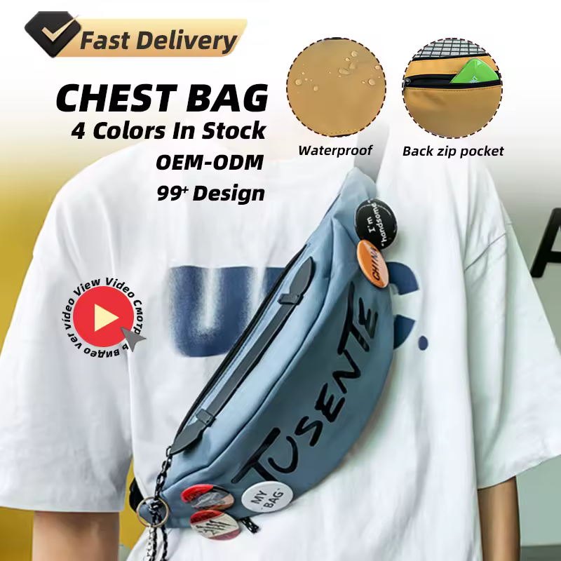 Nylon Chest & Waist Bag with PU Handle and Pendant product reference image