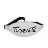 Nylon Chest & Waist Bag with PU Handle and Pendant White color SKU reference