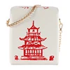 Pagoda-Print Box-Shape Crossbody Purse with Chain White color SKU reference