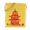 Pagoda-Print Box-Shape Crossbody Purse with Chain Dark khaki color SKU reference