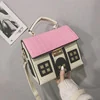 House-Shaped Mini Crossbody Bag with Pink Roof Detail White color SKU reference