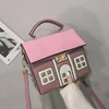 House-Shaped Mini Crossbody Bag with Pink Roof Detail Dark khaki color SKU reference