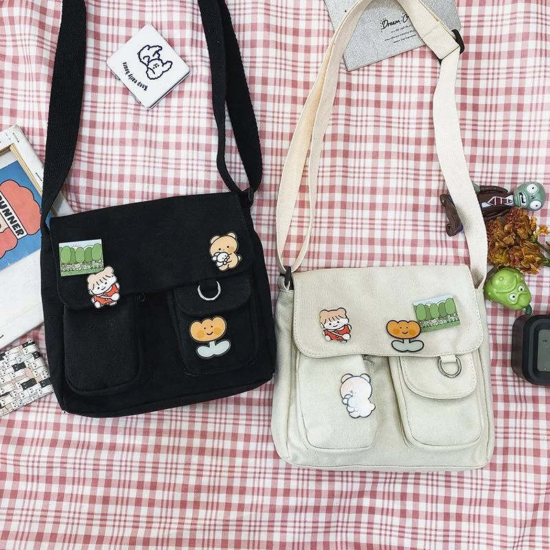 Canvas-Look Everyday Crossbody Bag in Two Sizes product reference image