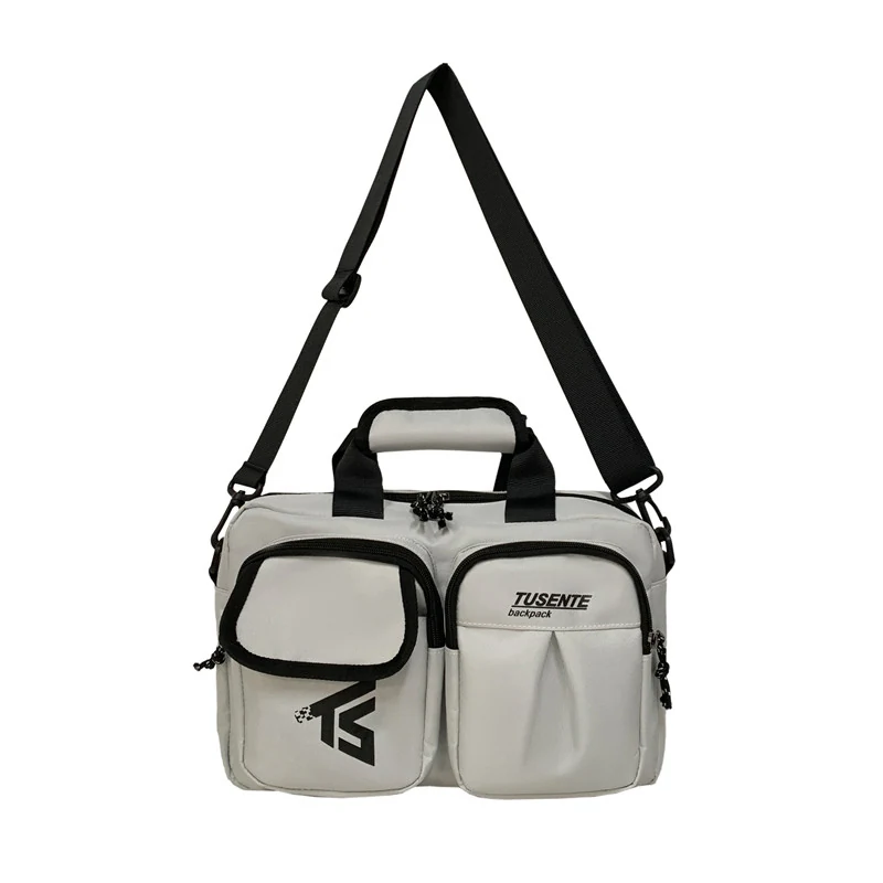 Oxford Messenger Bag with Two Front Pockets Gray color SKU reference