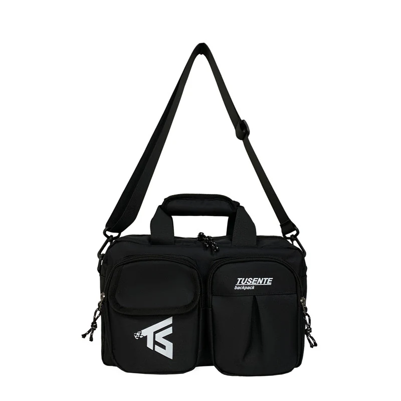 Oxford Messenger Bag with Two Front Pockets Black color SKU reference