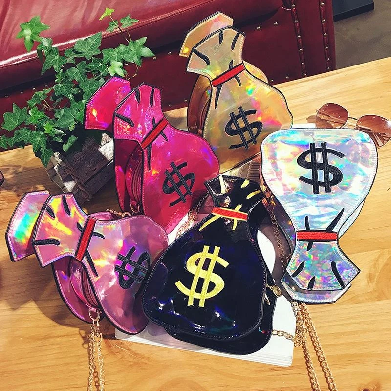 Holographic Money-Bag Purse with Chain Strap product reference image