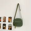 Corduroy Crossbody Bag with Adjustable Strap and Decorative Zipper Pull Green color SKU reference