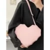 Heart-Shaped Spiderweb PU Crossbody Bag with Detachable Strap Hot pink color SKU reference