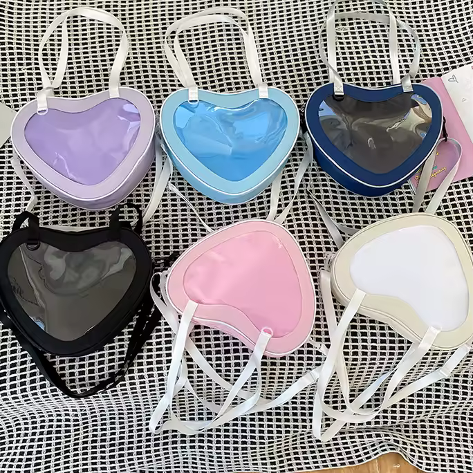 Transparent Nylon Heart Crossbody Bag with Adjustable Strap product reference image