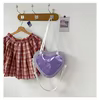 Transparent Nylon Heart Crossbody Bag with Adjustable Strap Light purple color SKU reference