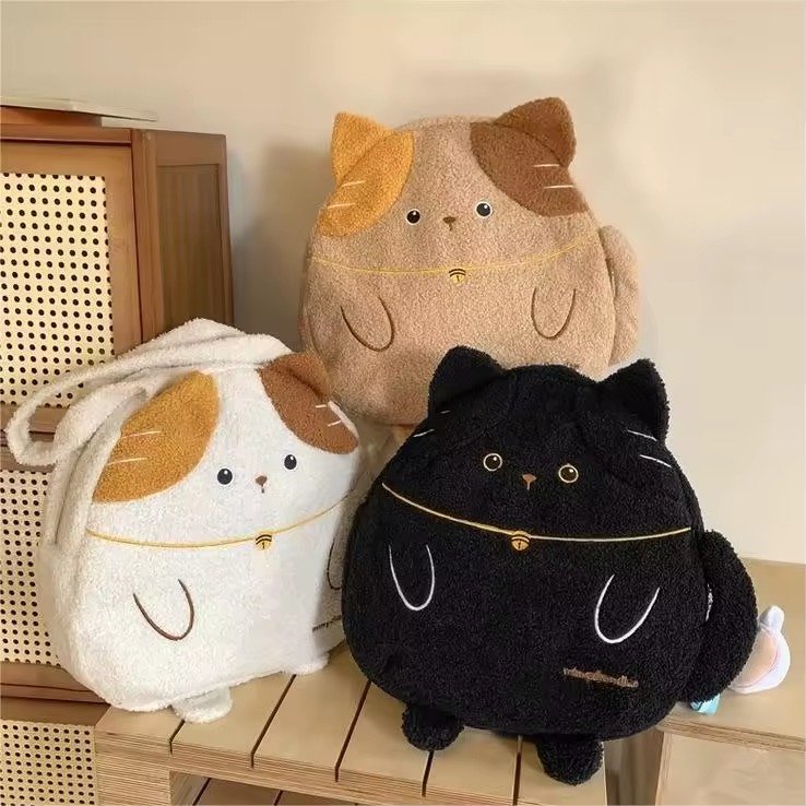 Velour Cat Tote Bag with Computer Insert and Zip Pocket product reference image