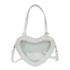 Heart-Shaped PU Crossbody Bag with Clear Front Panel White color SKU reference