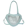 Heart-Shaped PU Crossbody Bag with Clear Front Panel Light blue color SKU reference