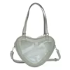Heart-Shaped PU Crossbody Bag with Clear Front Panel Light gray color SKU reference