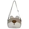 Embroidered Bear Nylon Crossbody Bag with Phone Pocket Khaki color SKU reference