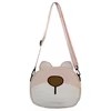 Embroidered Bear Nylon Crossbody Bag with Phone Pocket Pink color SKU reference