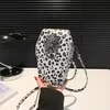 Phone-Style PU Crossbody Bag with Leopard Print & Lion-Head Accent Silver color SKU reference