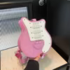 Guitar-Shape PU Crossbody Bag with Wide Strap Pink color SKU reference