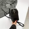 PU Vertical Phone Crossbody Bag with Chain & Bow Detail Black color SKU reference