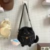 Velour Cat Embroidered Crossbody Bag with Plush Pendant Black color SKU reference