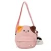 Cartoon Cat Nylon Phone Crossbody Bag with Pendant Pink color SKU reference