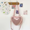 Heart-Shaped PU Crossbody Bag with Adjustable Strap Pink color SKU reference