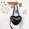 Heart-Shaped PU Crossbody Bag with Adjustable Strap Black color SKU reference