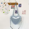 Heart-Shaped PU Crossbody Bag with Adjustable Strap Light blue color SKU reference