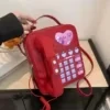 Phone-Shaped PU Crossbody Bag with Heart Pendant Red color SKU reference