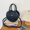 Croc-Embossed PU Heart-Pattern Saddle Crossbody Bag Black color SKU reference