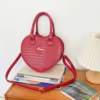 Croc-Embossed PU Heart-Pattern Saddle Crossbody Bag Red color SKU reference