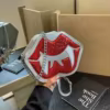 PU Crossbody Bag with Red Sequin Lips Detail Silver color SKU reference