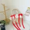 Pleated Skirt Crossbody Bag with Bow and Removable Pearl Strap Red color SKU reference