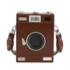 Camera-Box PU Crossbody Bag with Adjustable Detachable Strap Brown color SKU reference