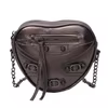 Glossy PU Crossbody Bag with Heart-Ring Hardware Curry color SKU reference
