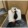 Shirt-Collar PU Crossbody Bag with Bow-Tie Detail White color SKU reference