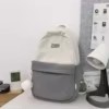 Color-Block Corduroy Backpack with Laptop Insert Pocket Gray color SKU reference