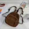Corduroy Mini School Backpack with Large Front Pocket Brown color SKU reference