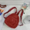Corduroy Mini School Backpack with Large Front Pocket Red color SKU reference