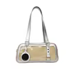 PU Shoulder Handbag with Star Zipper Detail and Pendant Silver color SKU reference