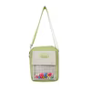 Nylon Phone Crossbody Tote with Beaded Front Pocket Light green color SKU reference