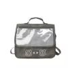 PU Crossbody Bag with Transparent Pocket and Velcro Closure Light gray color SKU reference