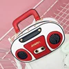 Retro Radio-Shaped PU Crossbody Bag with Chain Detail White color SKU reference