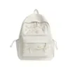 Nylon Student Backpack with Bow Details and Back Zip Pocket White color SKU reference